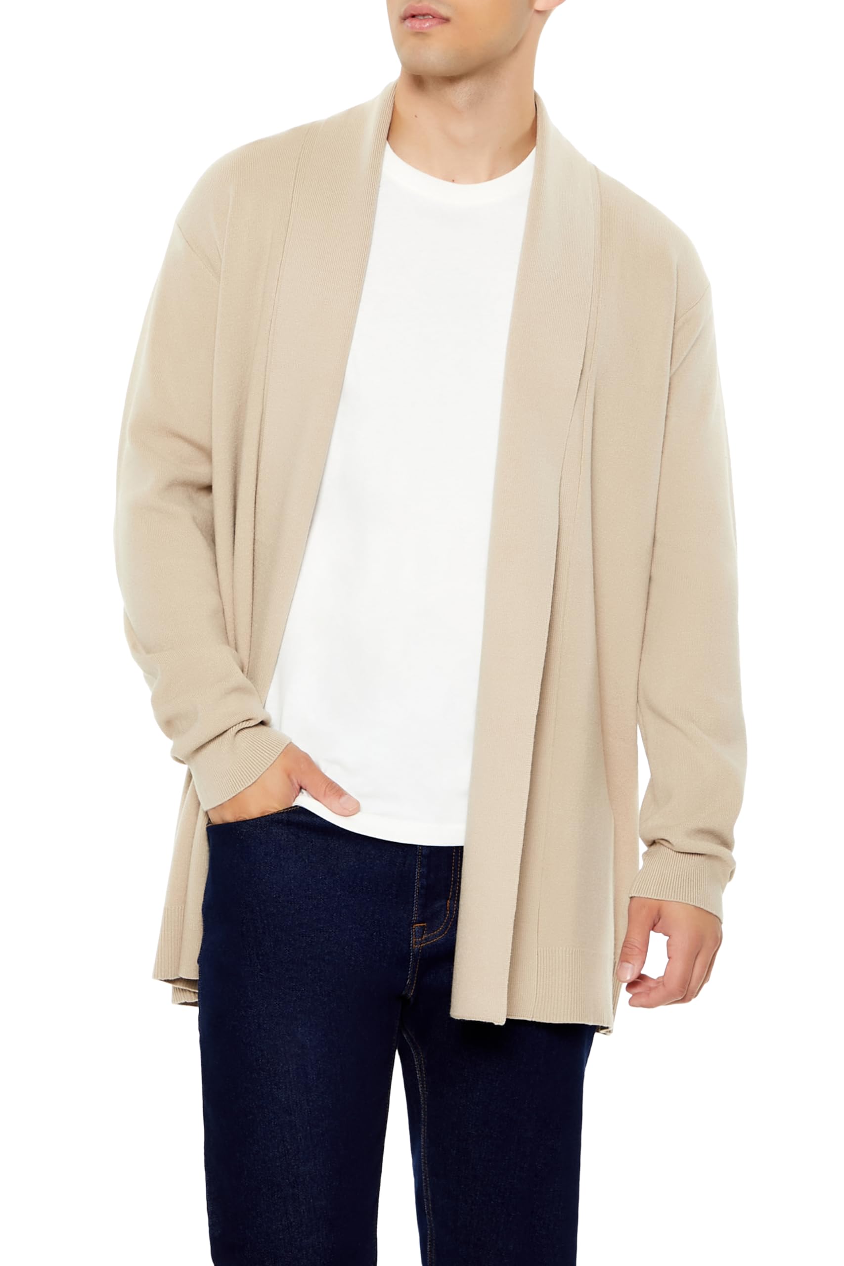 Forever 21 Men's Open-Front Cardigan Sweater Brown at Amazon